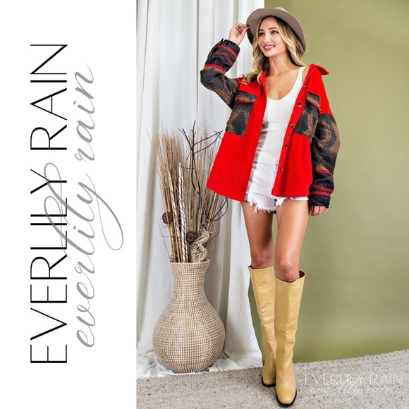 Corduroy Aztec Print Shirt Jacket - Picture 7 of 13